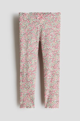 Ribbade leggings i bomull