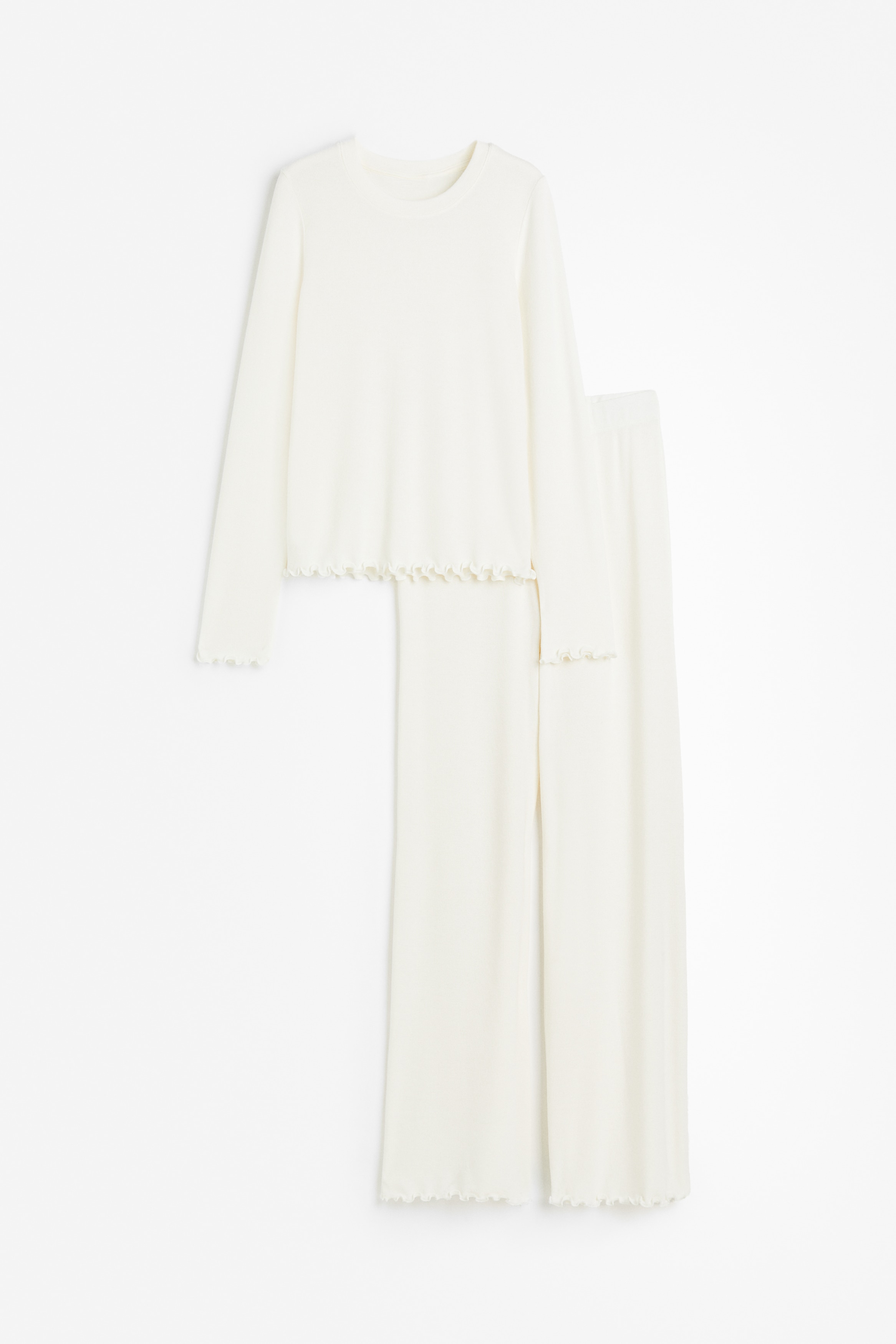 Ladies - Cream Pyjama top and bottoms - Size: M  - H&M