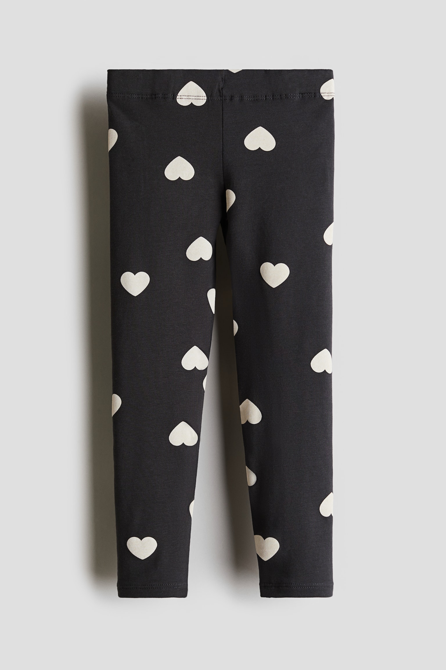 Brushed-inside leggings - Dark grey/Hearts/Black/Beige/Spotted/Dark dusty pink/Hearts/Light dusty pink/Light green/Hearts/Cream/Hearts/Pink/Hearts/Light beige/Hearts/Dark grey/Spotted - 1