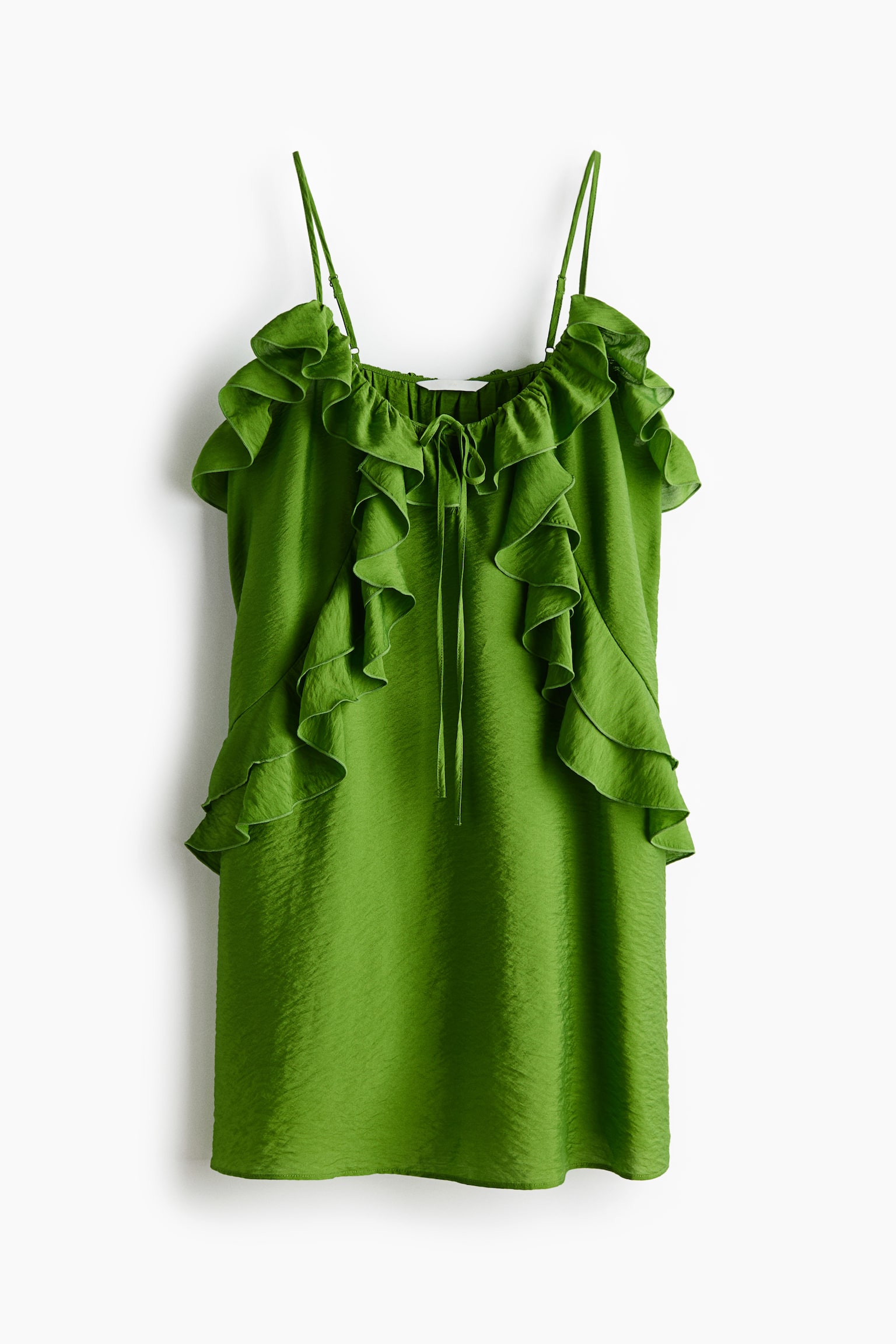 Flounce-trimmed strappy dress - Green - 2
