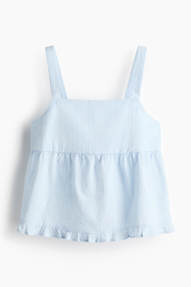 Cotton seersucker top - Light blue/Striped/Light pink/Checked - 1