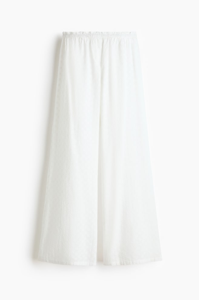 Katoenen pyjamabroek met borduursel - Wit - 1