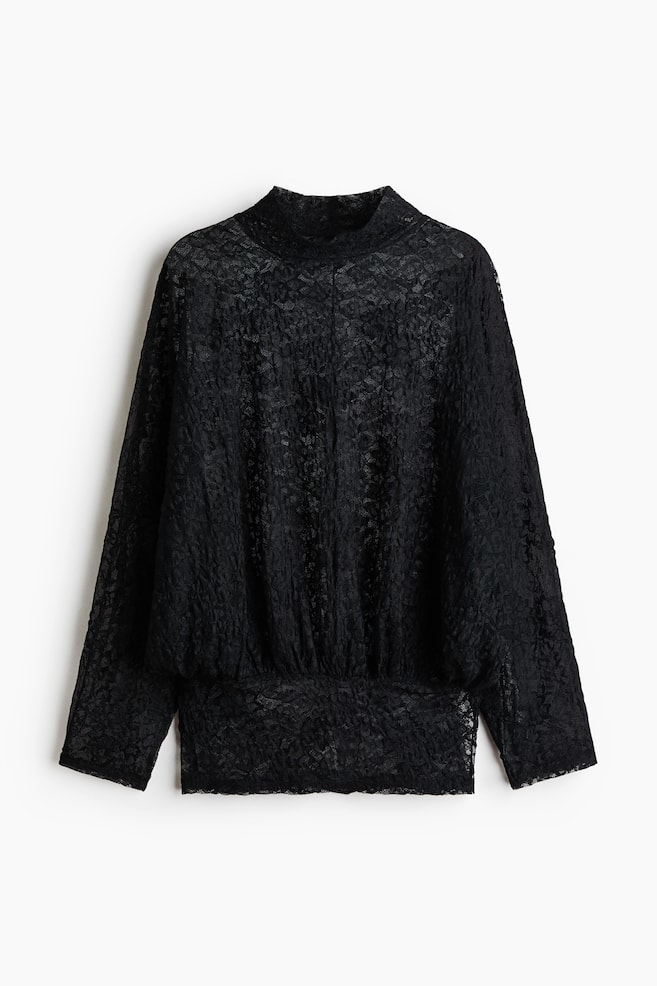 Top loose en dentelle - Noir - 1