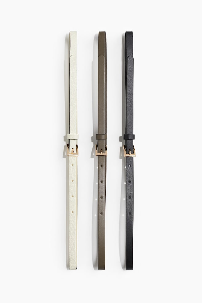 3-Pack Narrow Belts - Cream/taupe/black - 1