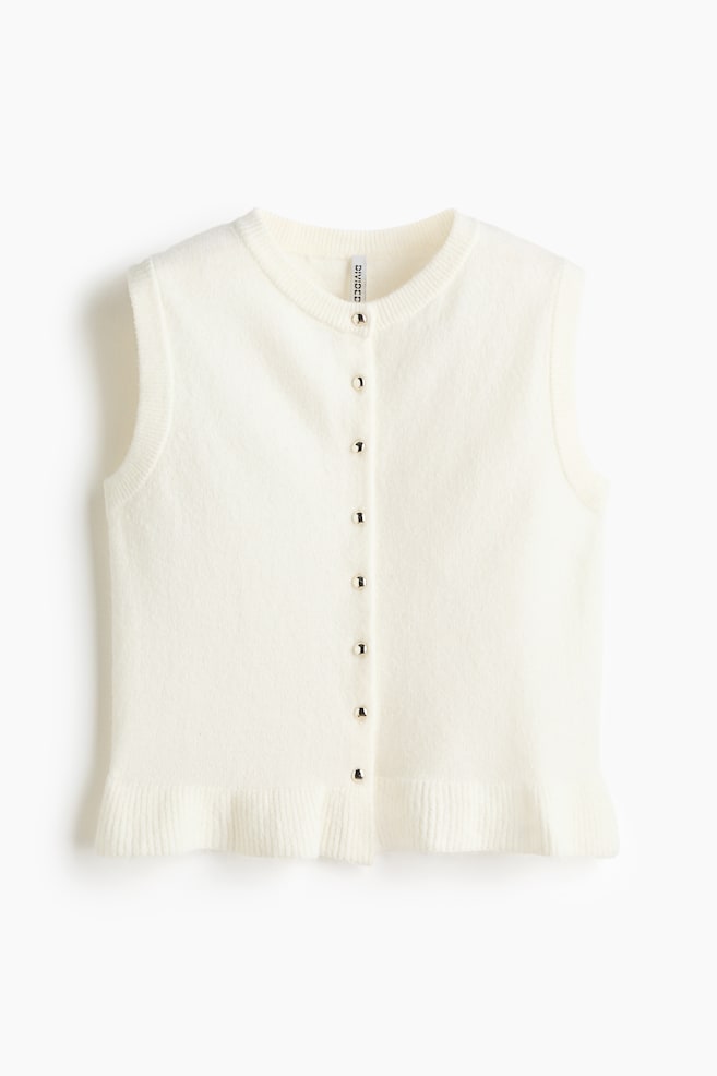 Knit Vest - White/Dark gray melange - 1