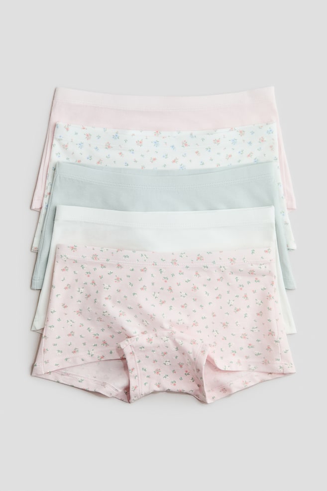 5er-Pack Baumwoll-Boxerslips - Hellrosa/Geblümt/Pfirsichrosa/Schwarz/Blau/Geblümt/Cerise/Salbeigrün/Apricot/Helllila/Cremefarben/Schwarz - 1