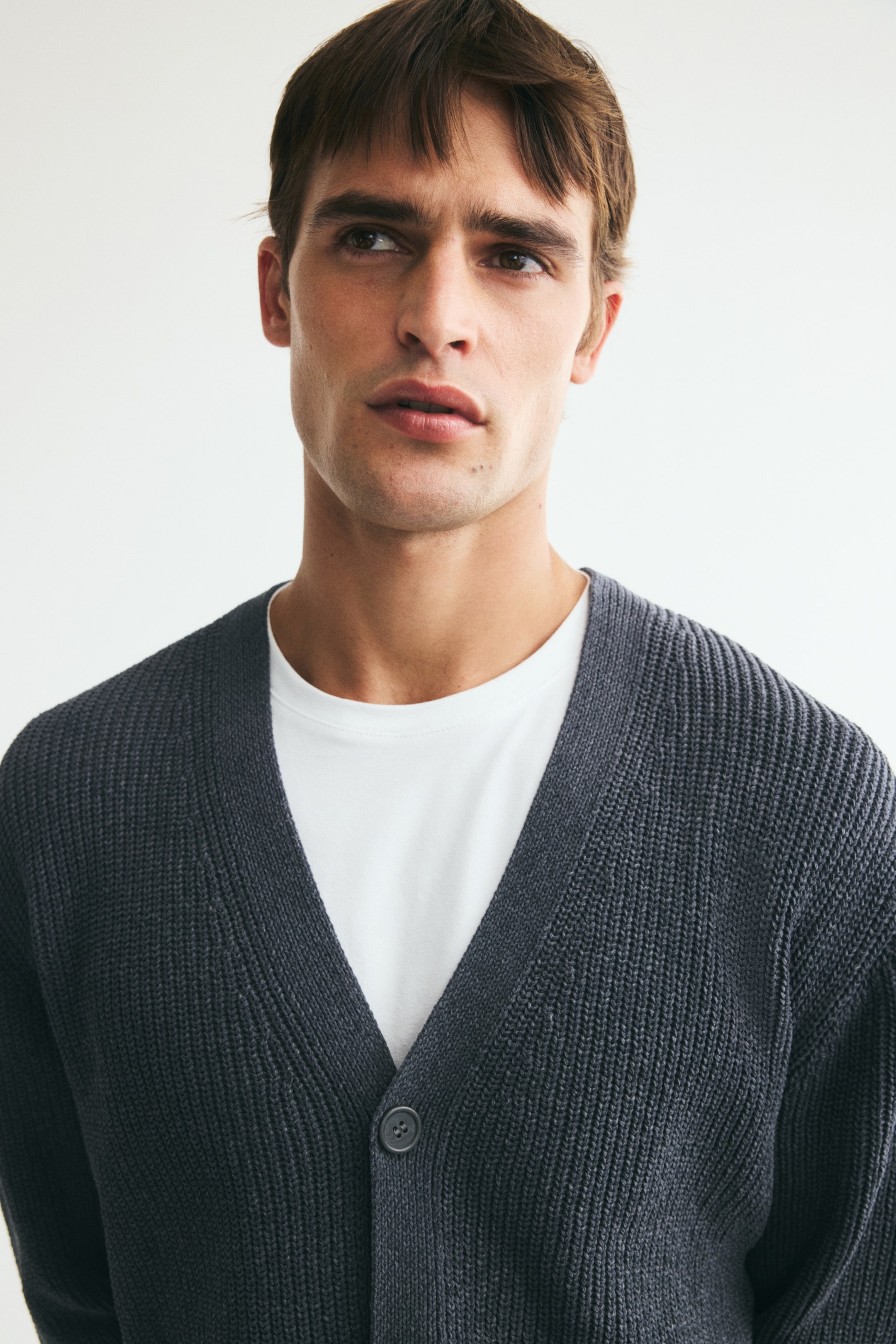 Relaxed Fit Patent-knit chenille cardigan