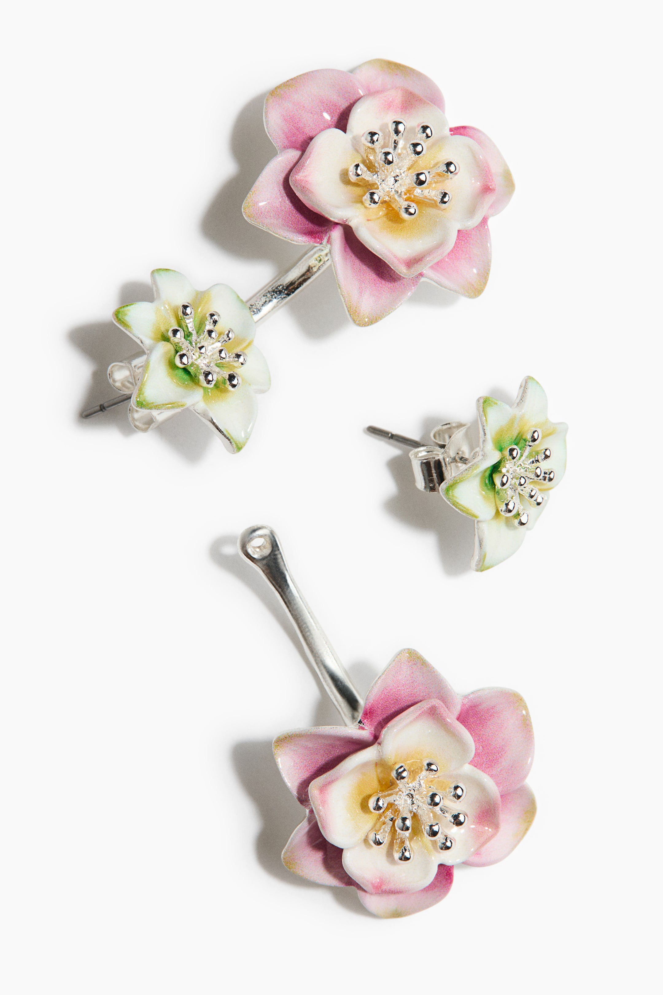 Flower-Detail Front-Back Earrings