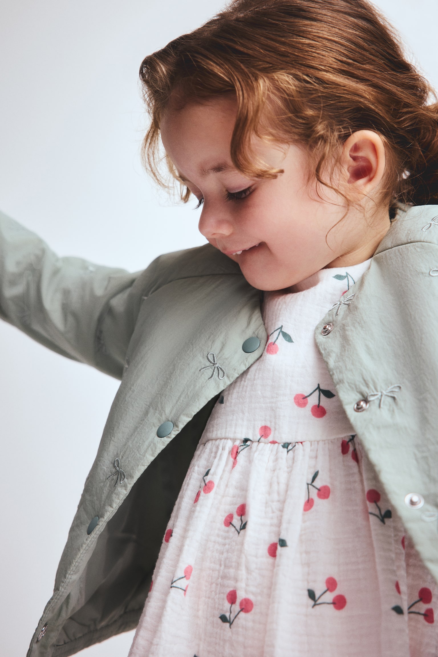 Cotton muslin dress - White/Cherries/Light pink/Hearts/Light beige/Hearts - 3