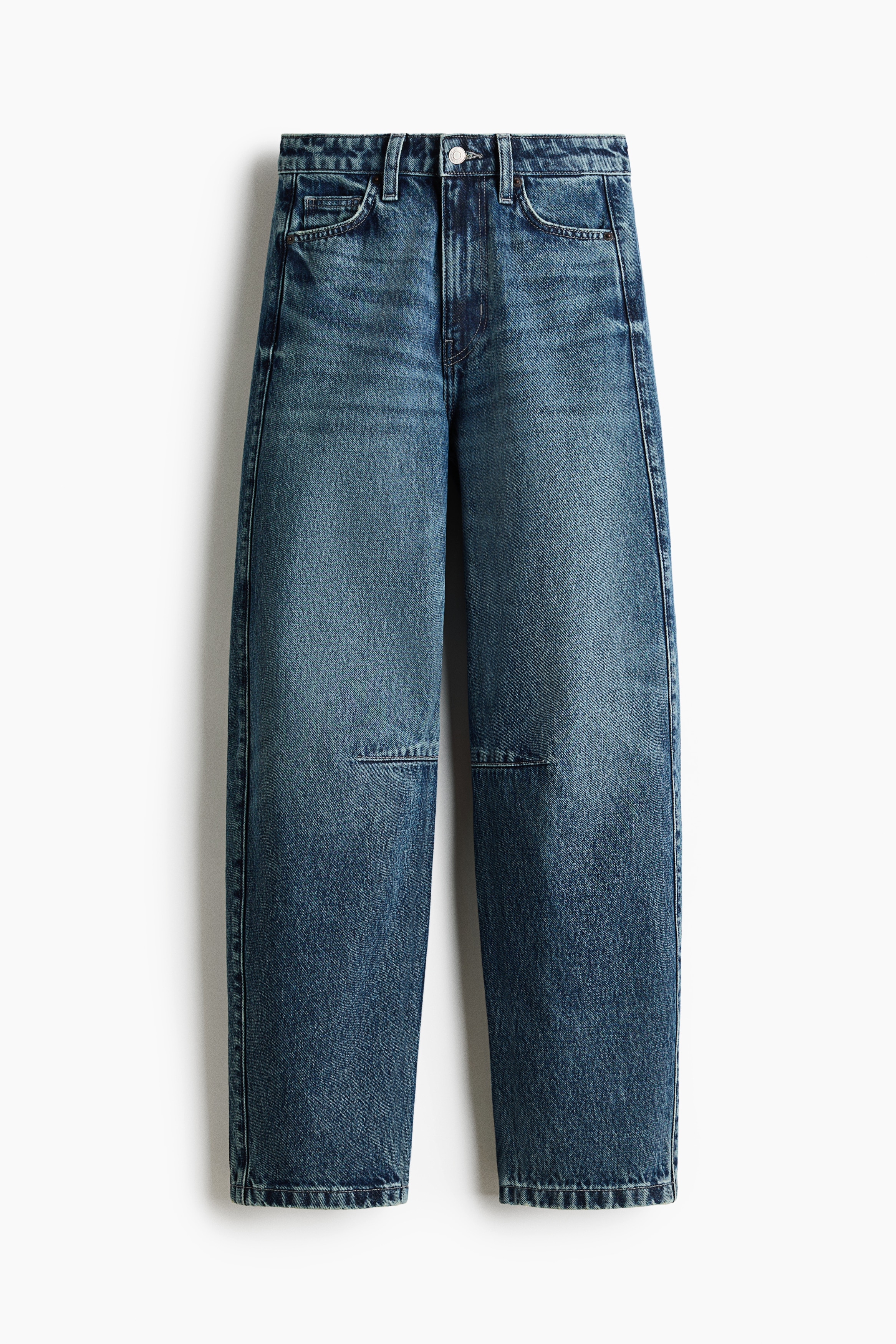 Barrel High Waist Ankle Jeans - Denimblå/Lys denimblå