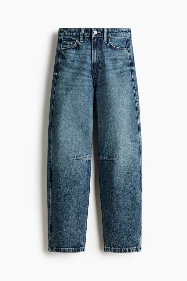 Barrel High Waist Ankle Jeans - Denimblau/Helles Denimblau - 1
