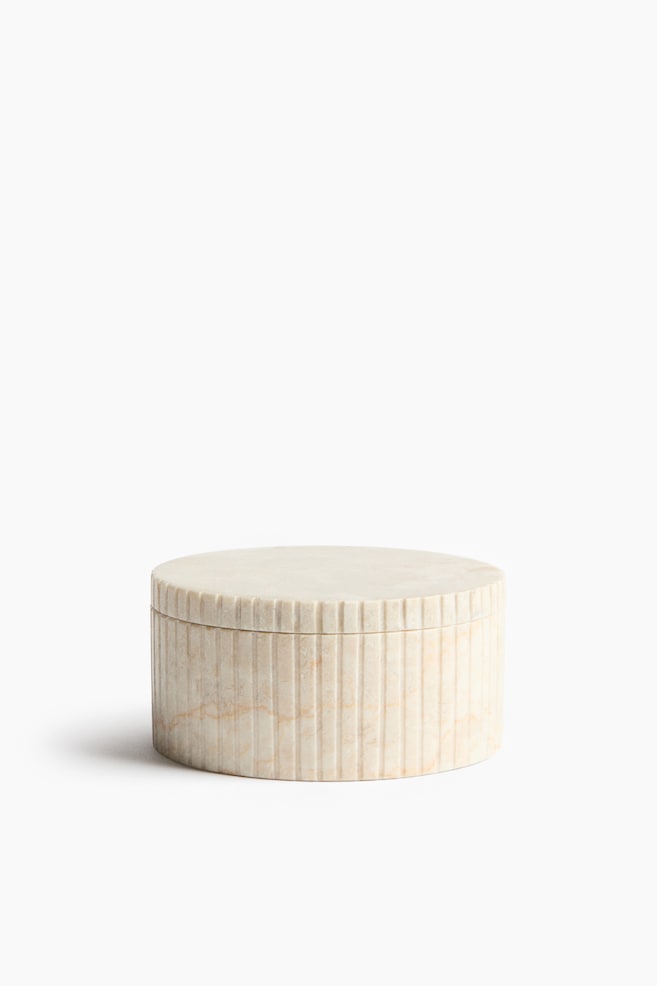Beholder i marmor med låg - Lys beige - 1