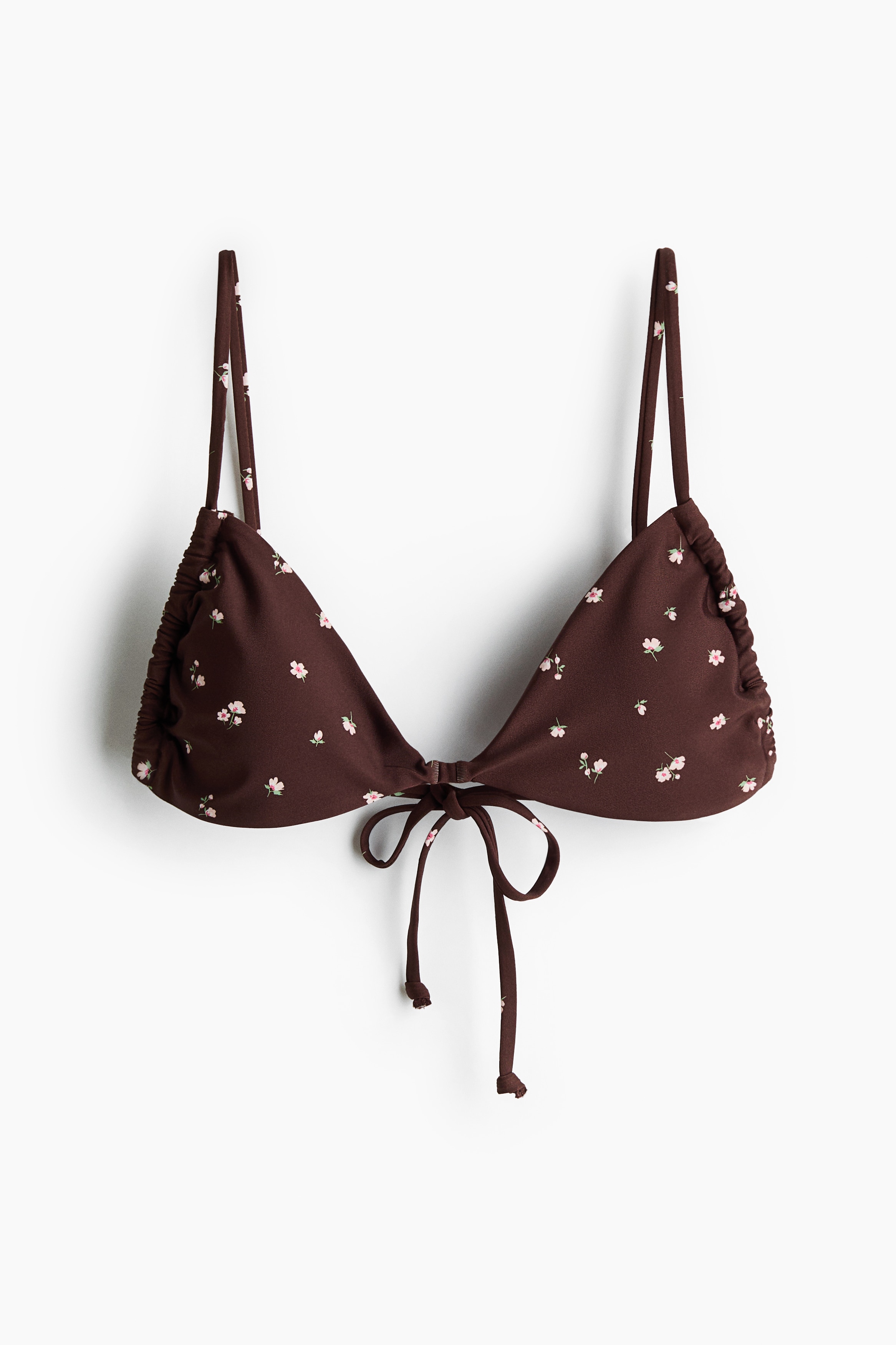 Top de bikini triangular con relleno - Café/Floreado/Rojo