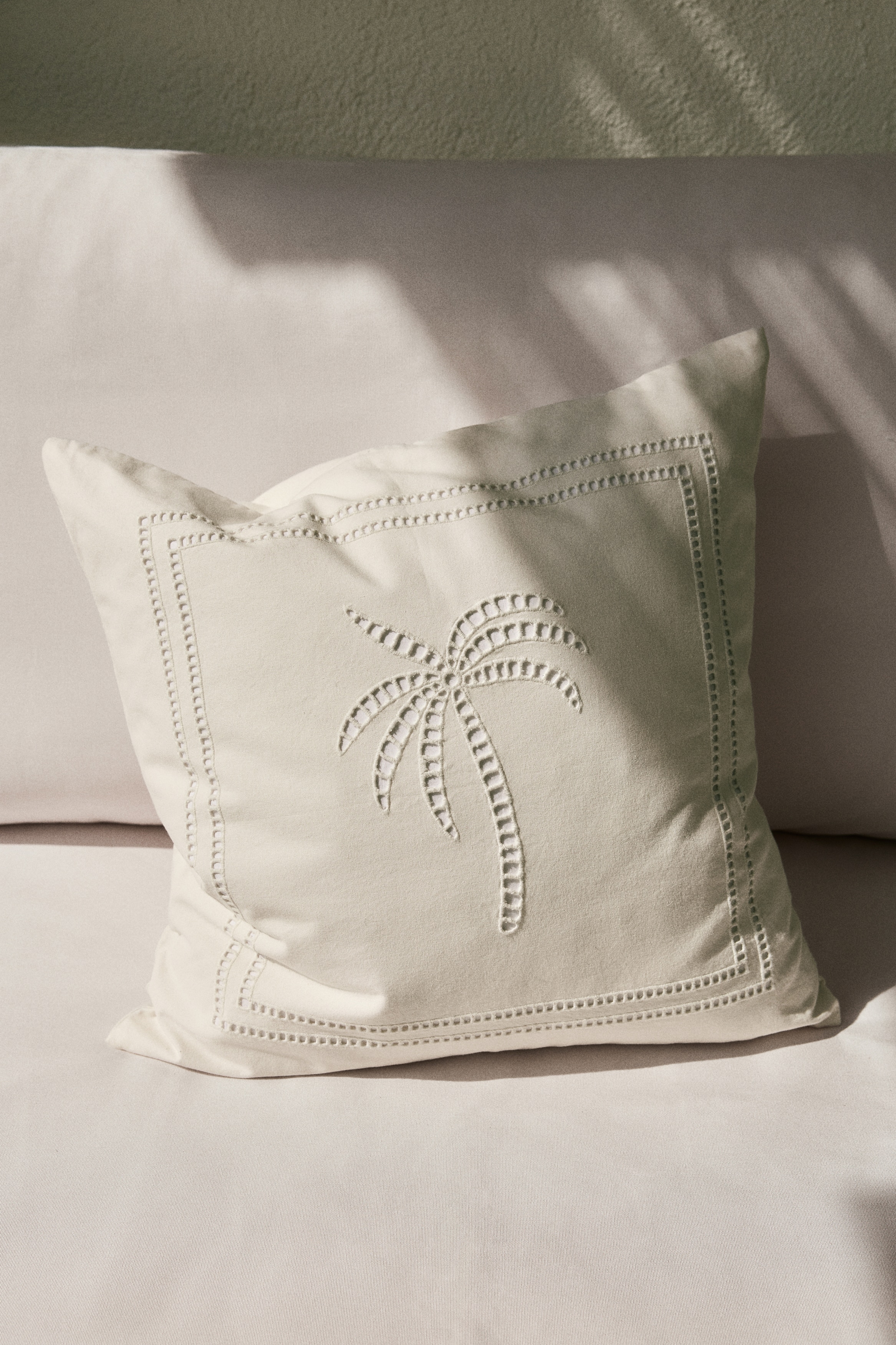 Eyelet-Embroidered Cushion Cover