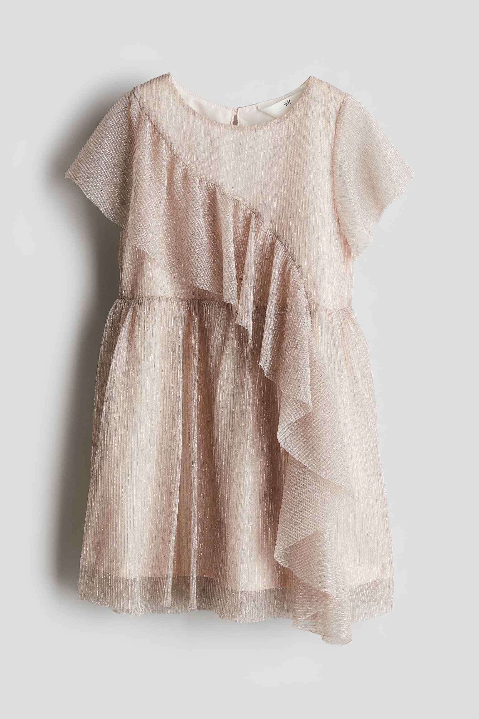 Flounce-trimmed dress - Light dusty pink - 1