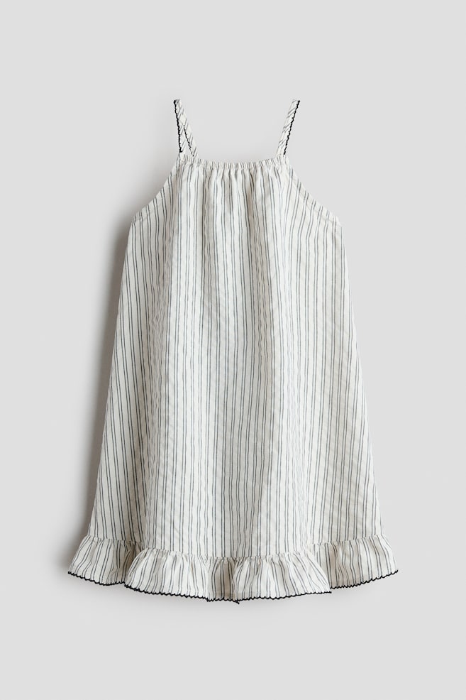 Robe à volant à bretelles fines - Écru/rayé - 1