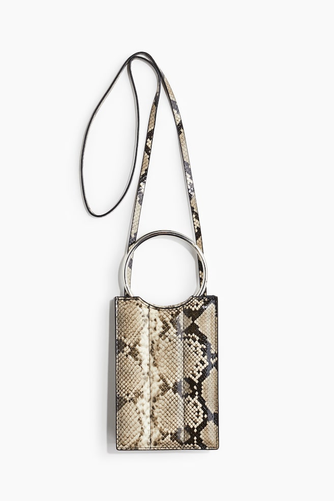 Bolso portamóvil acolchado - Beige/Diseño piel de serpiente - 1