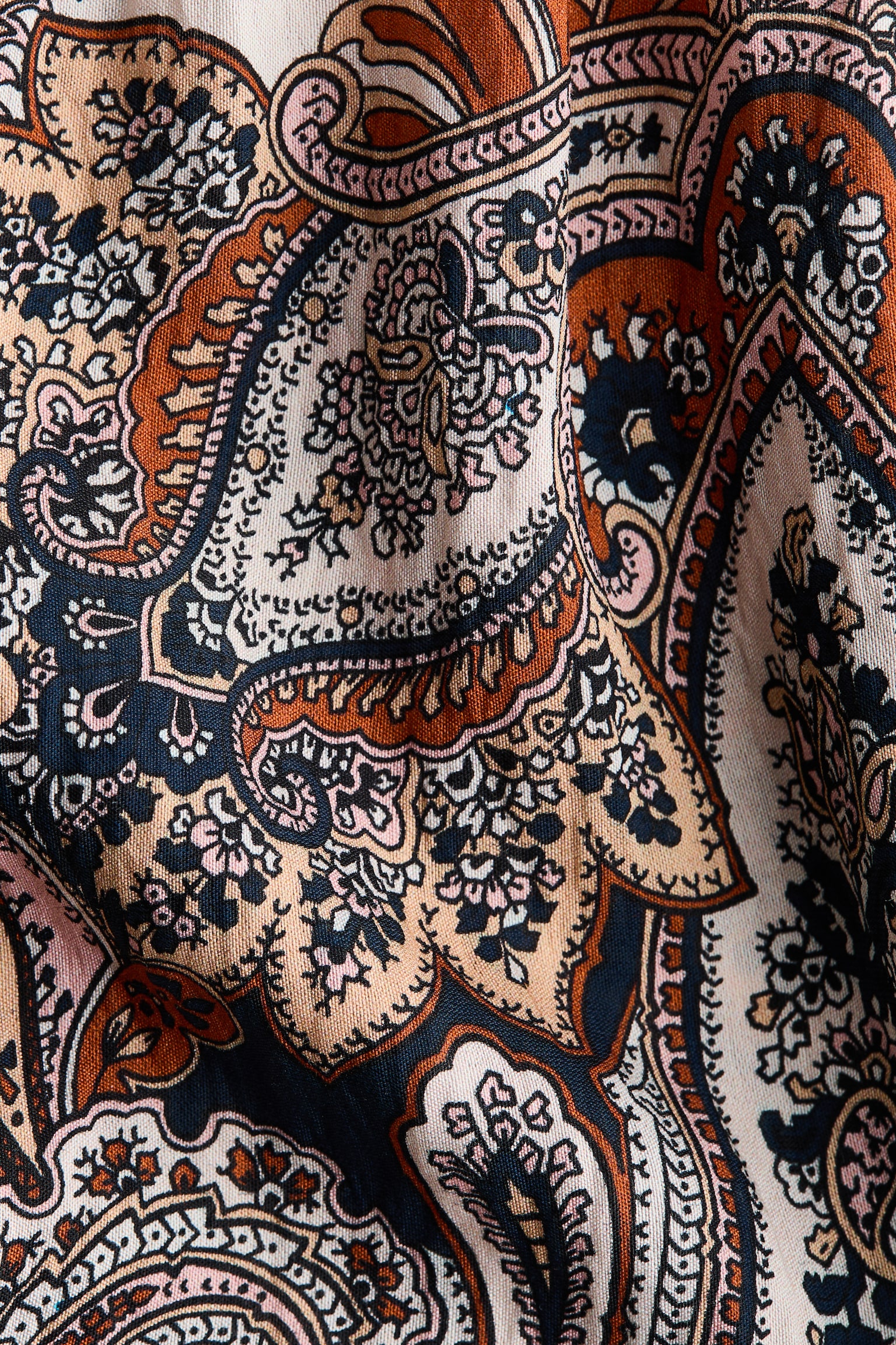 Tiered-skirt dress - Beige/Paisley pattern - 4