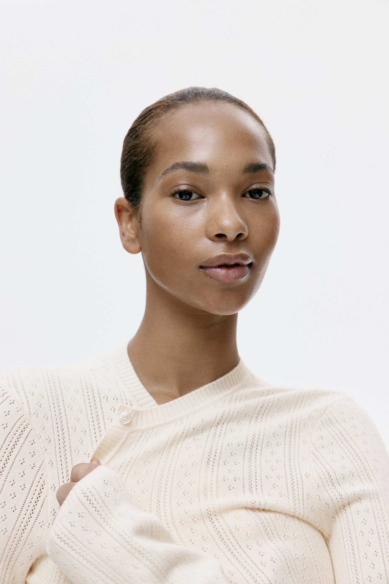 Gilet en maille pointelle - Beige clair - 4