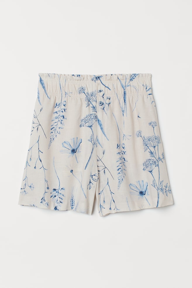 Linen-blend pull-on shorts - Light beige/Blue patterned/White/Light beige/Blue/Floral