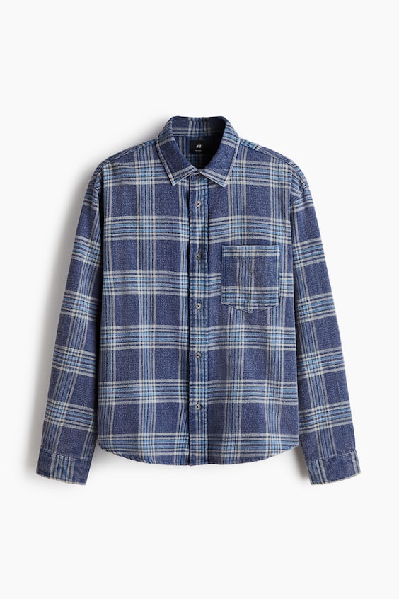 Мужские рубашки H&M Relaxed-Fit Cotton Shirt