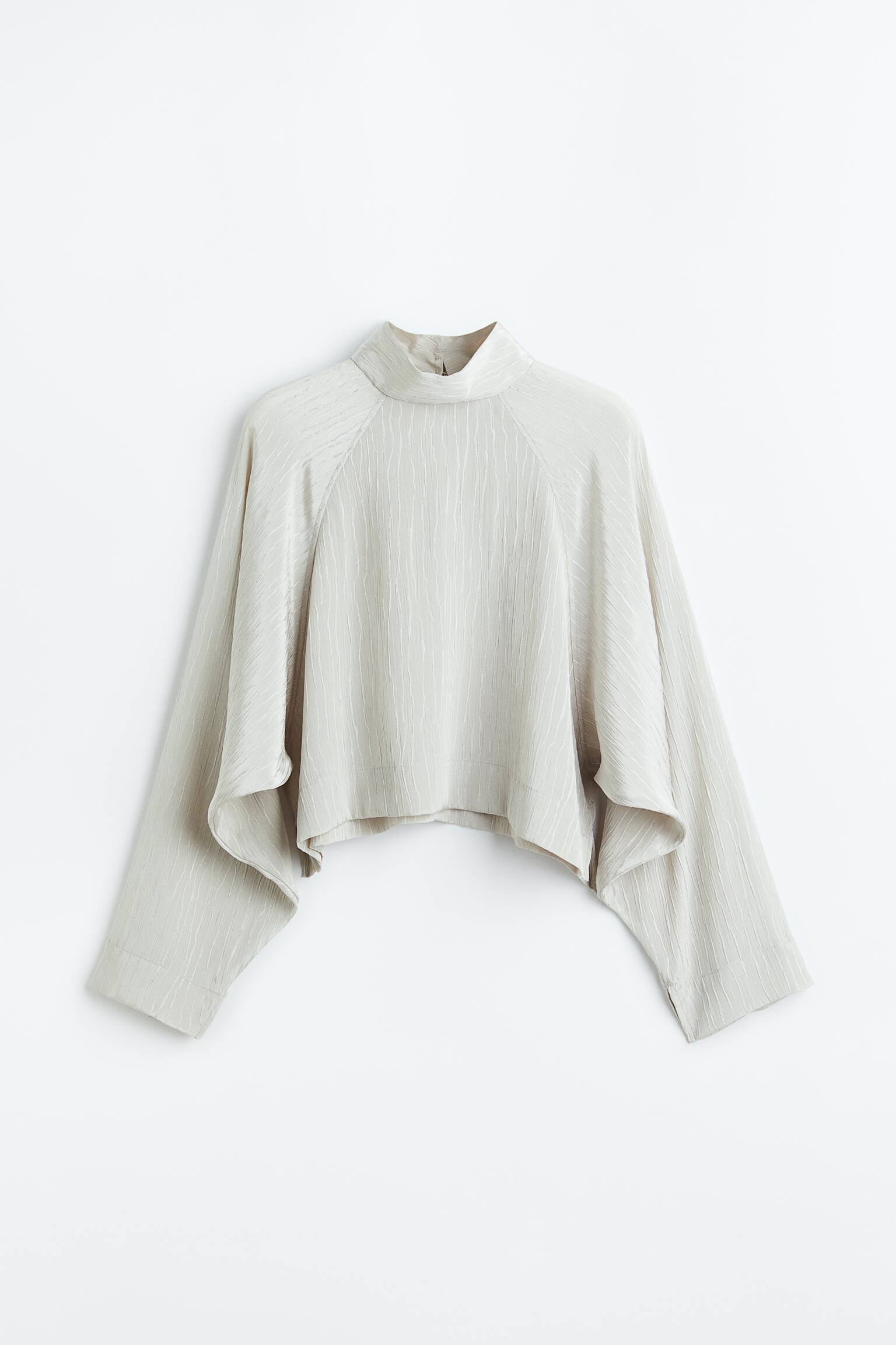 Batwing Sleeve Blouse - Light grey/Black - 1