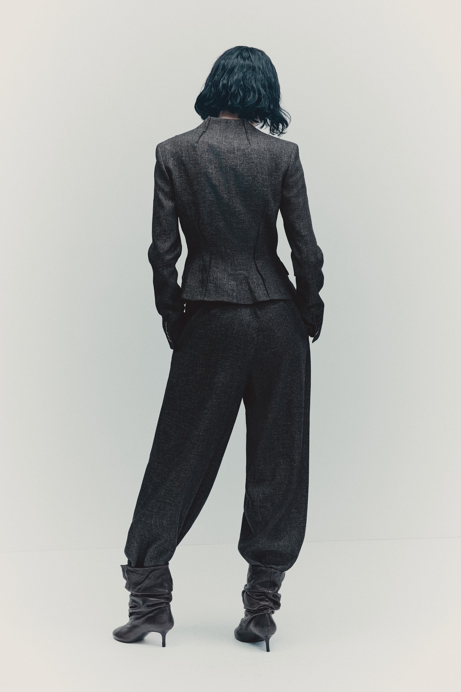 Wool-blend suit trousers - Dark grey - 4