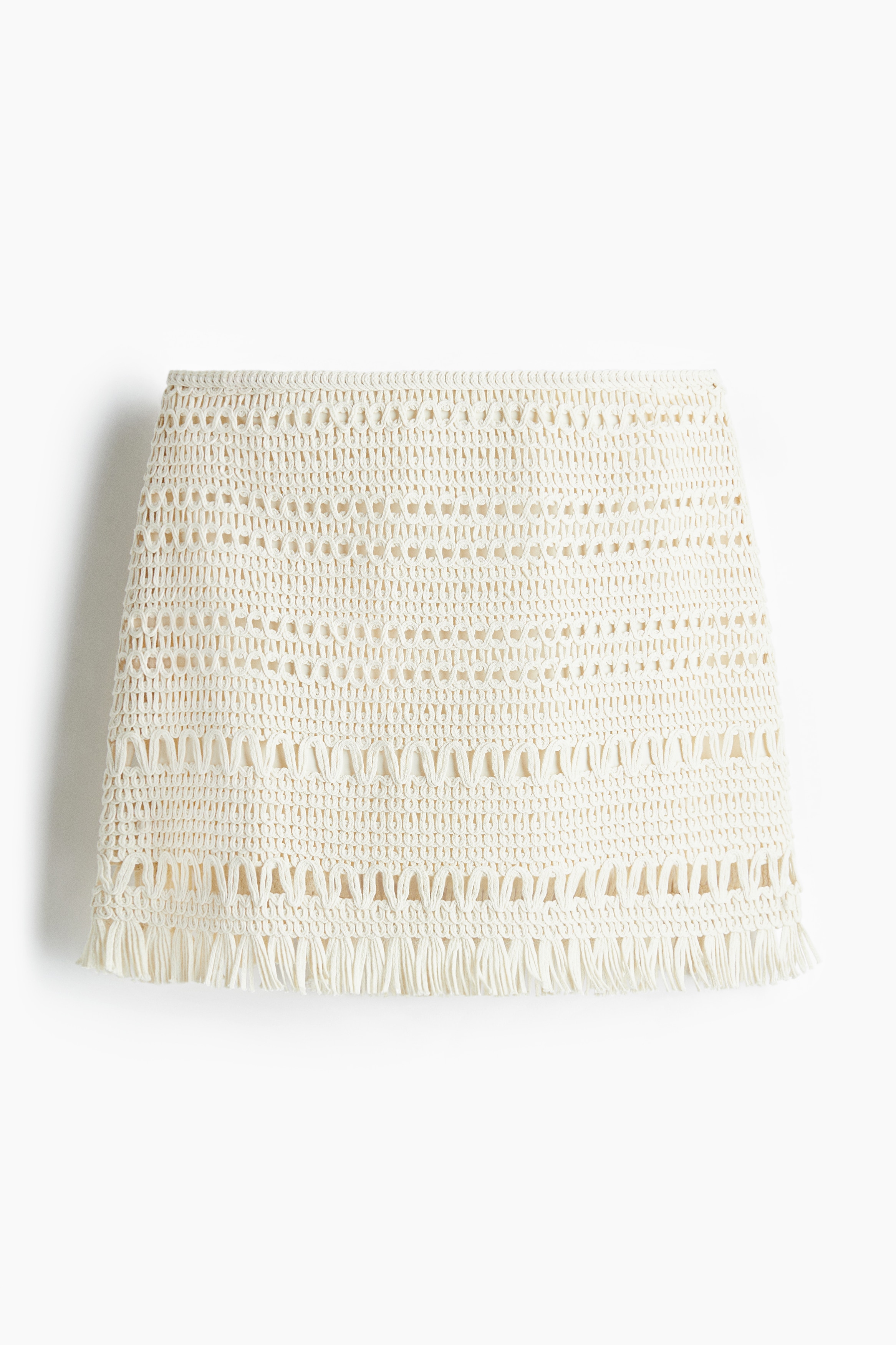 Crochet-Look Mini Skirt - Cream