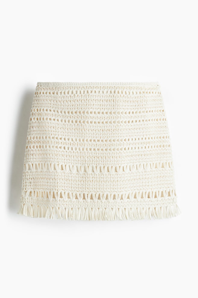 Mini jupe façon crochet - Crème - 1