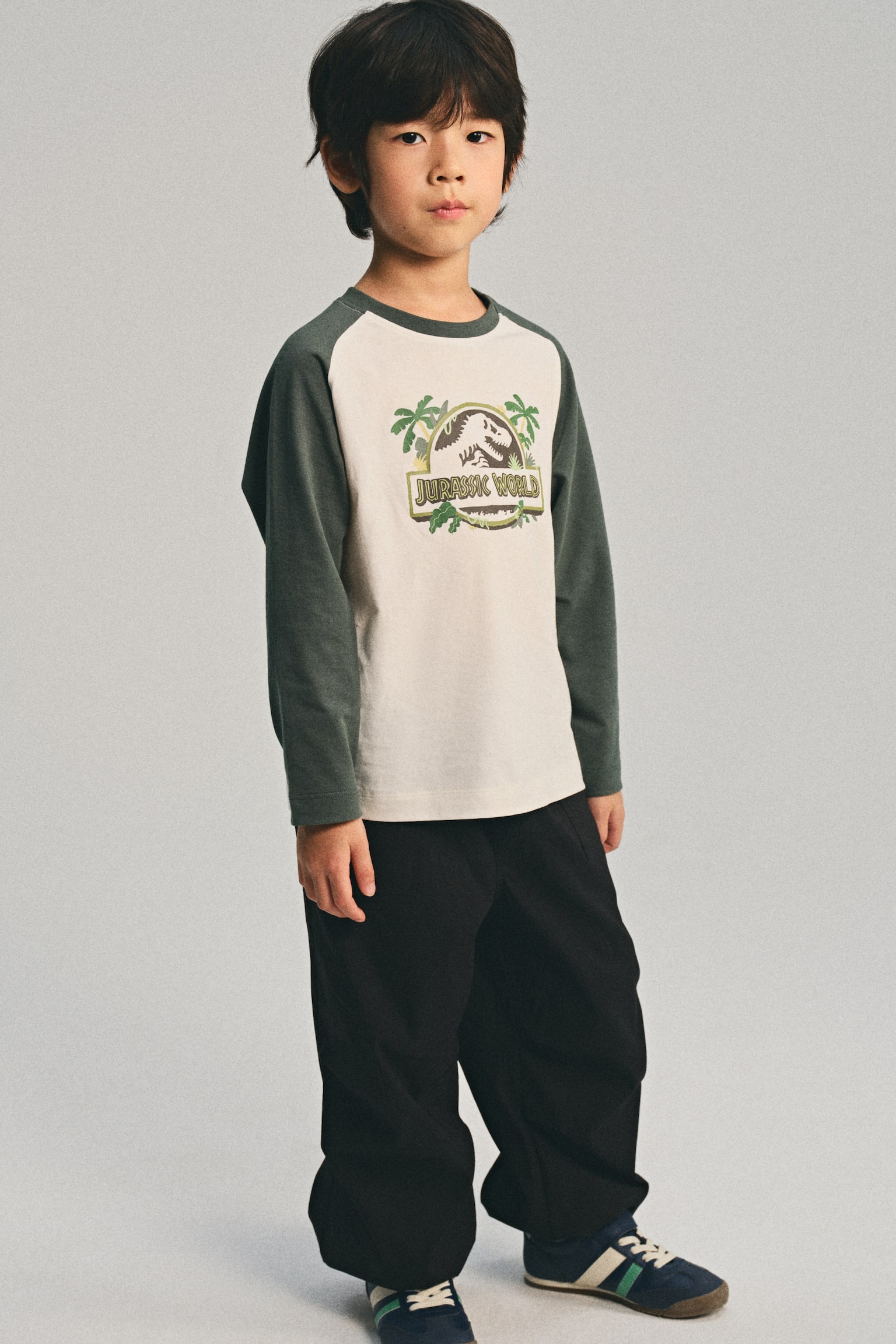 平織慢跑褲 - 黑色/淺灰色 - 6