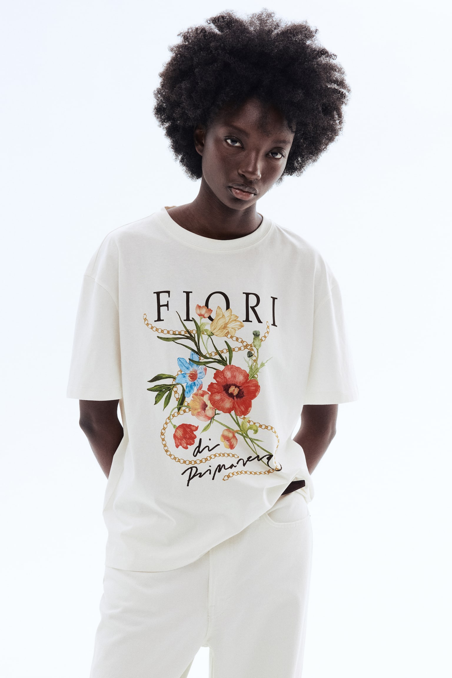T-shirt σε φαρδιά γραμμή - Λευκό/Fiori/Λευκό/Island breeze/Ανοιχτό κίτρινο/Atelier - 4
