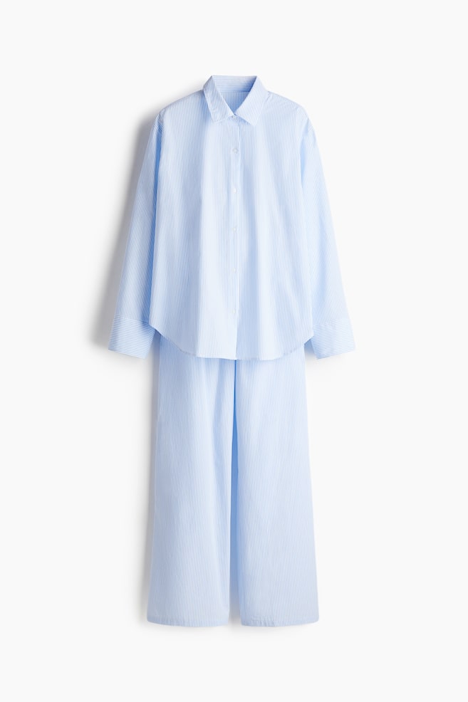 Cotton poplin pyjamas - Light blue/White striped/White/Blue striped/Light turquoise/Striped - 1