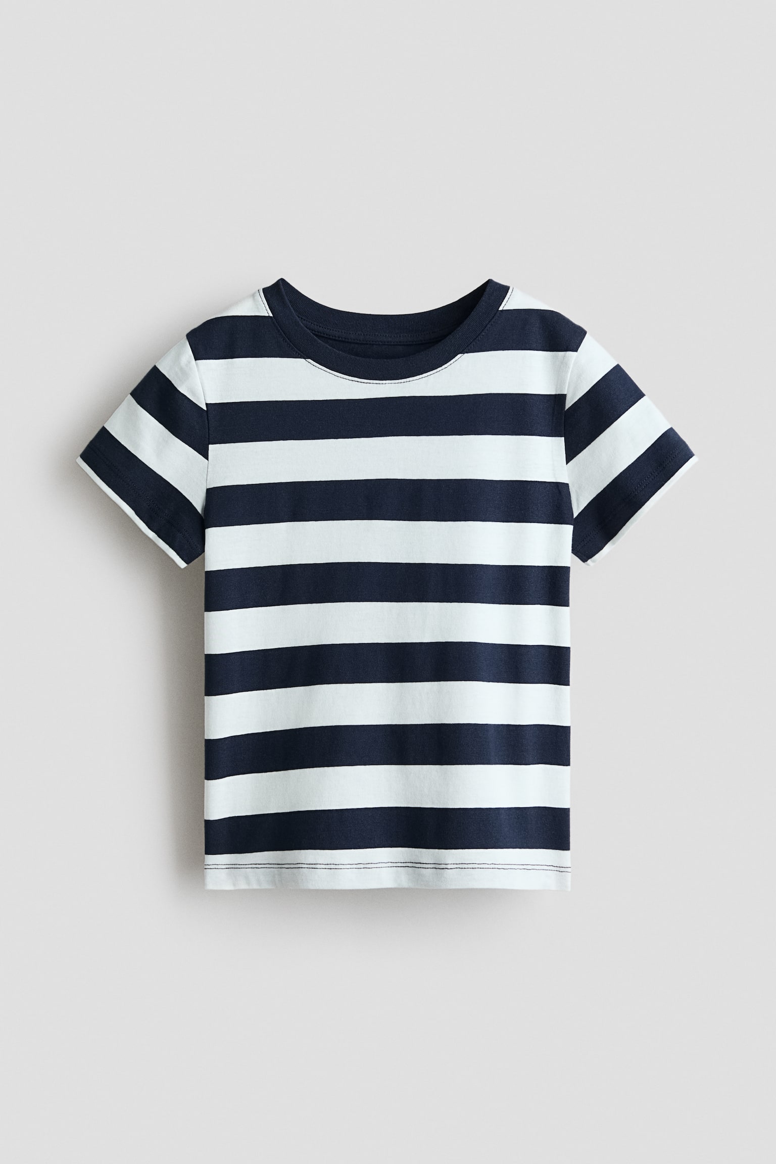 Cotton T-shirt - Navy blue/White striped/Black/White/Navy blue/Light grey marl