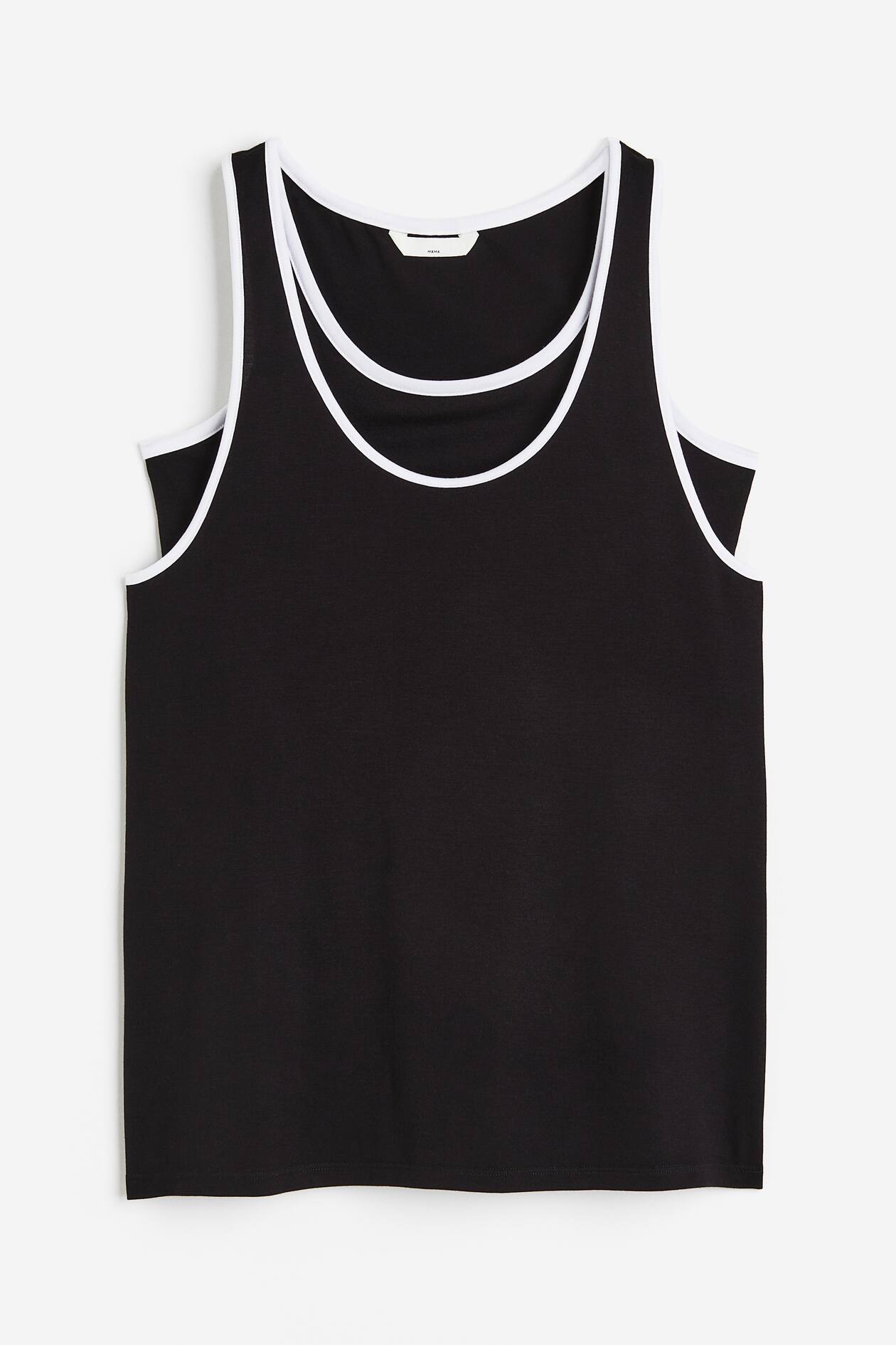 MAMA Nursing vest top Deep neckline Sleeveless Black Ladies H