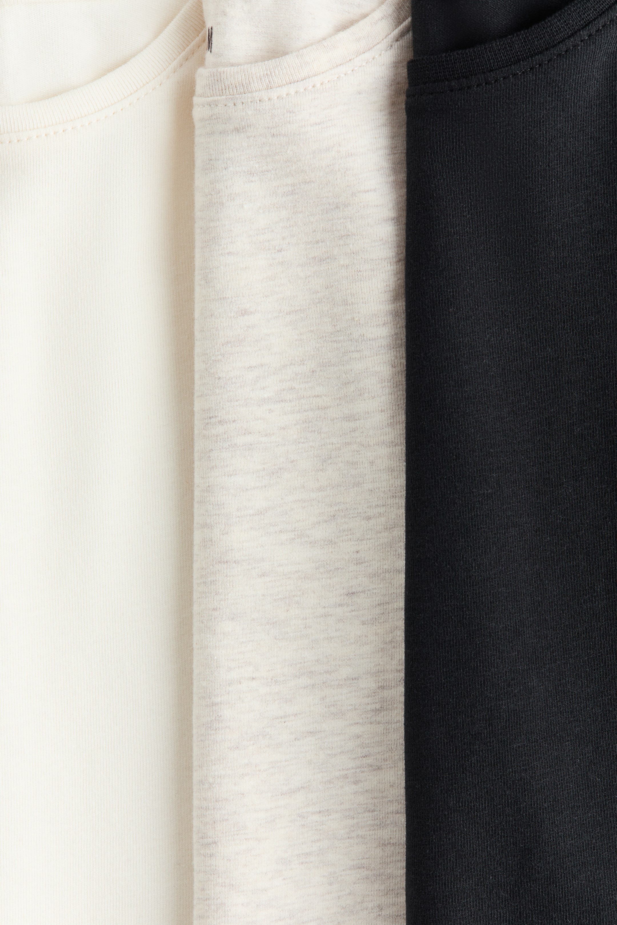 이미지 확대 보기: 롱 슬리브 탑 3피스 세트 - 라이트 베이지 멜란지/화이트/블랙 - Kids | H&M KR 2