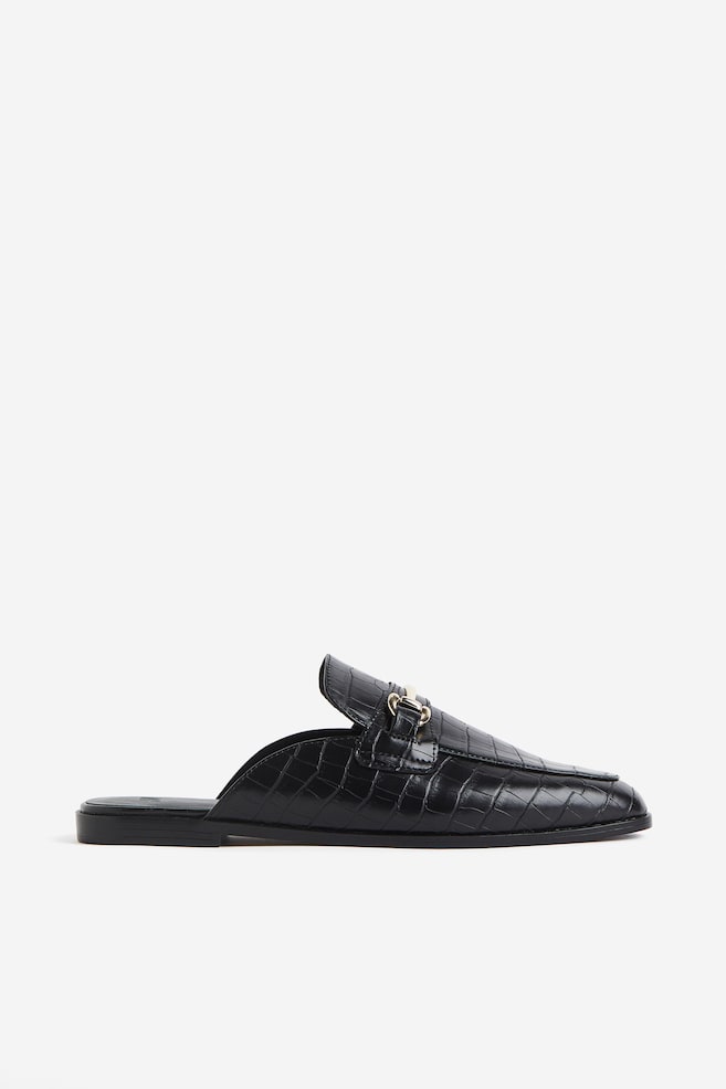 Snaffle-detail mule loafers - Black/Crocodile-patterned - 2