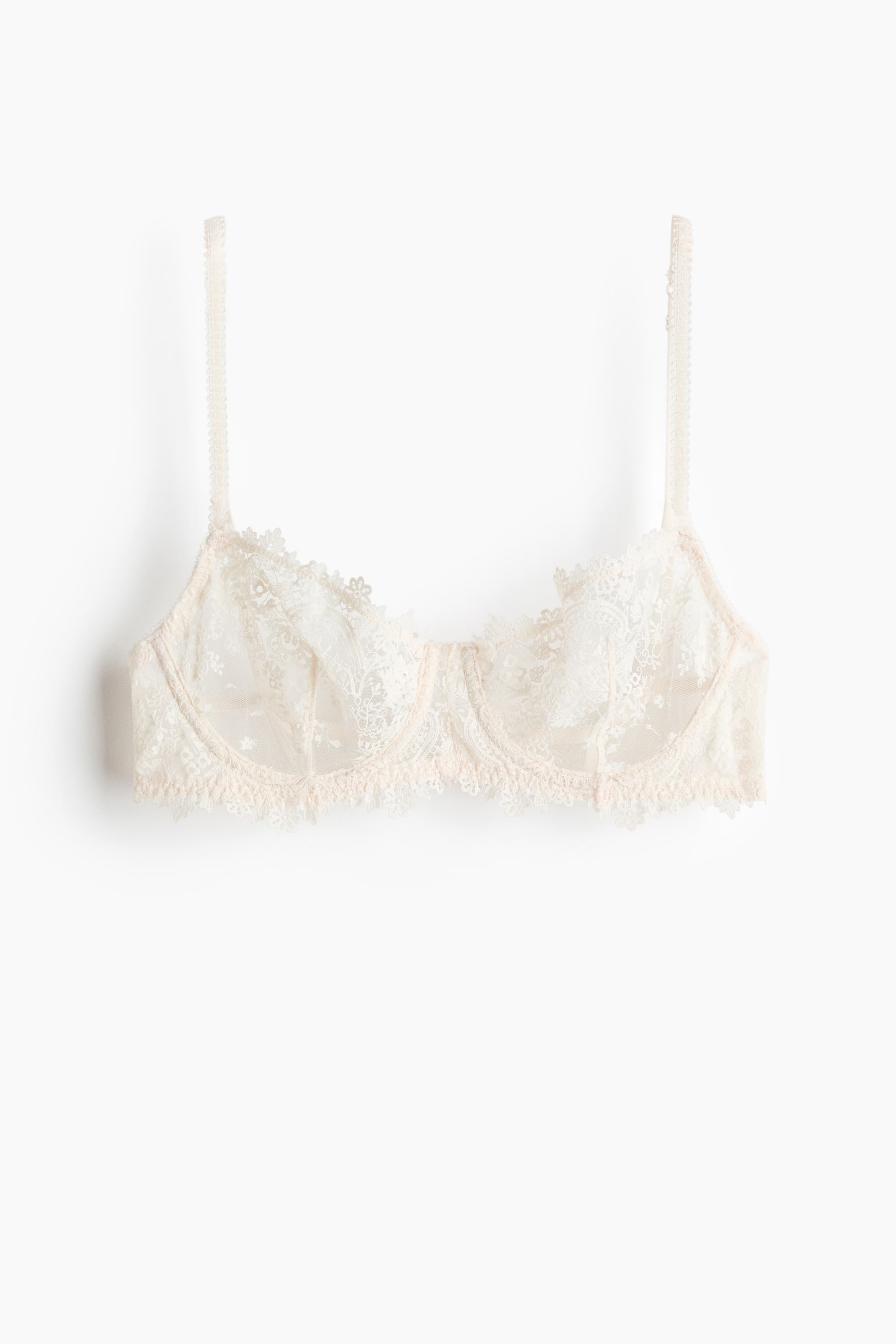 Underwired embroidered bra - Cream/Light brown - 1