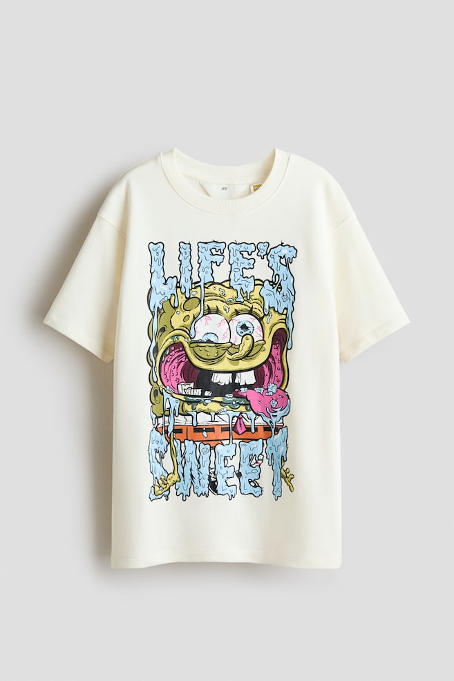 T-Shirt with Printed Motif - Cream/SpongeBob/Blue/UEFA Champions League®/White/Garfield/White/SmileyWorld® - 1