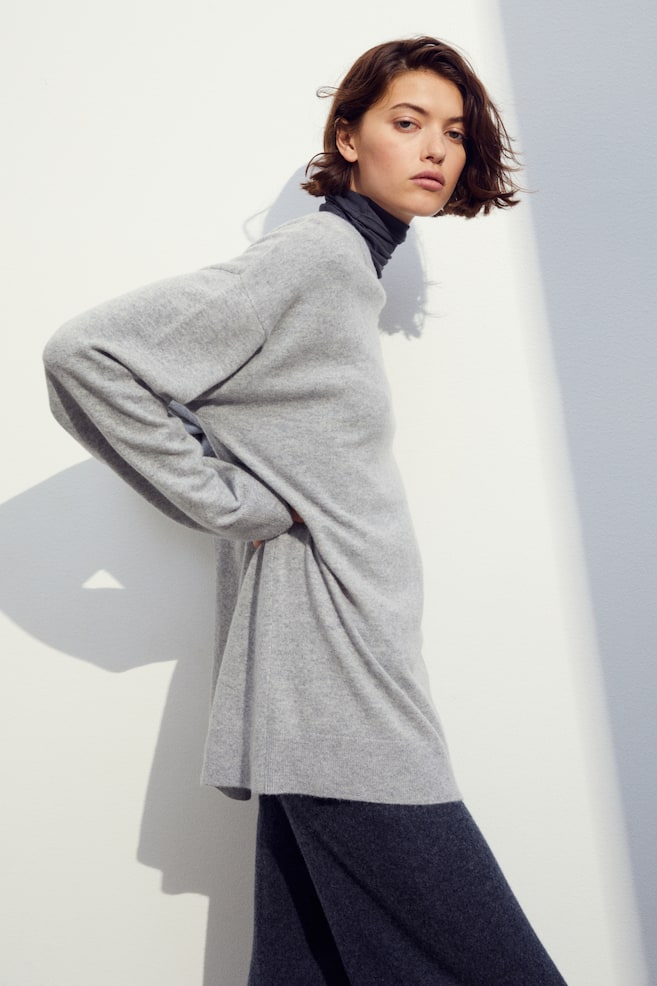 Oversized cashmere jumper - Light grey marl/Black/Navy blue/Grey - 6