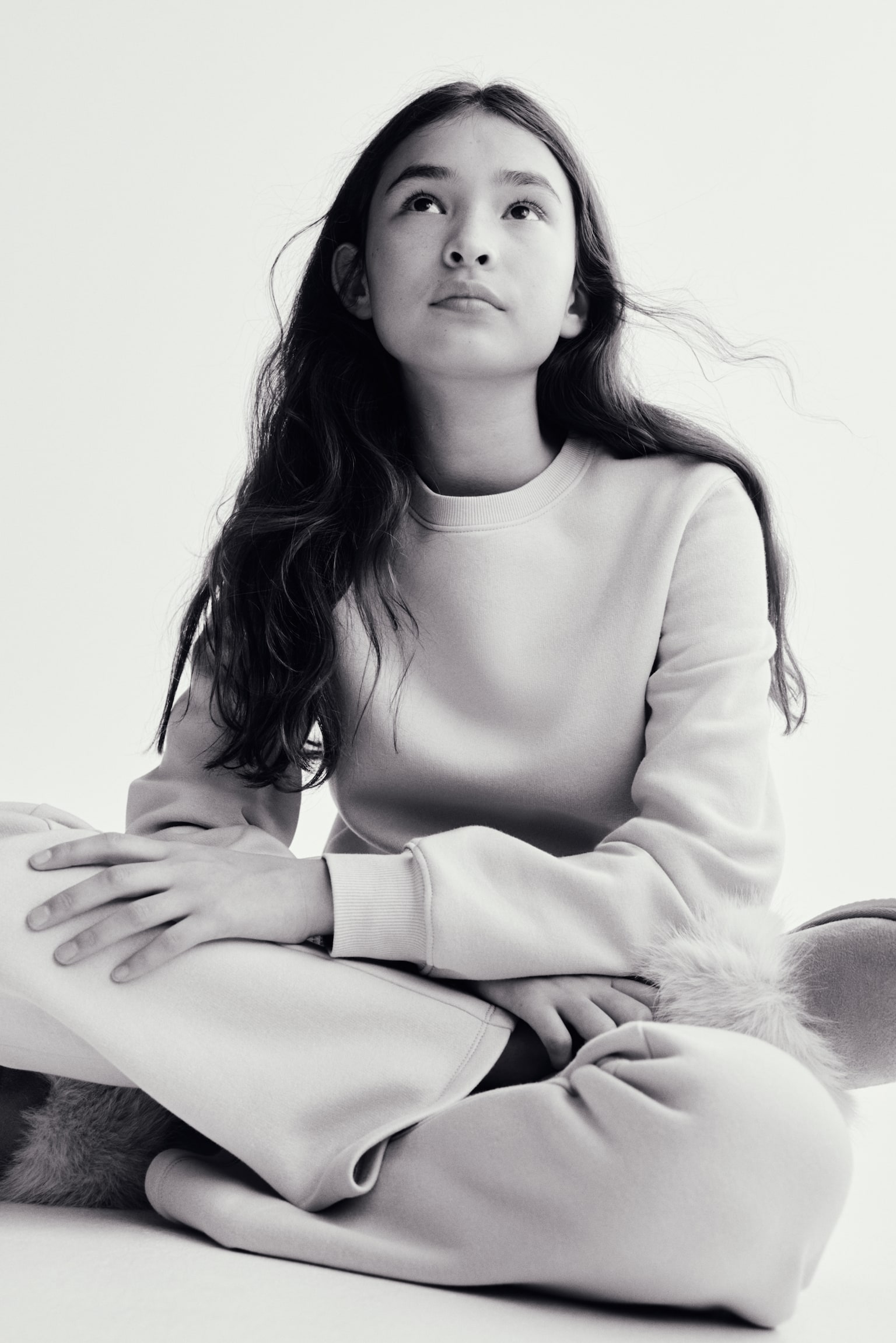 2-piece brushed-inside sweatshirt set - Old rose/Light beige marl/Black - 3