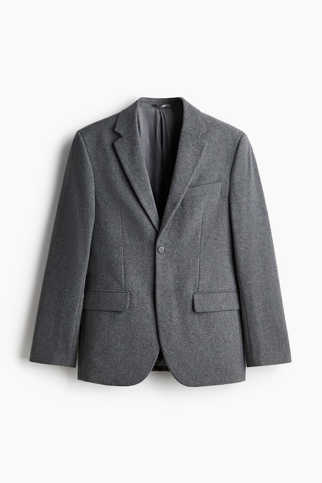 Regular Fit Wool-Blend Jacket - Dark gray melange/Navy blue - 1