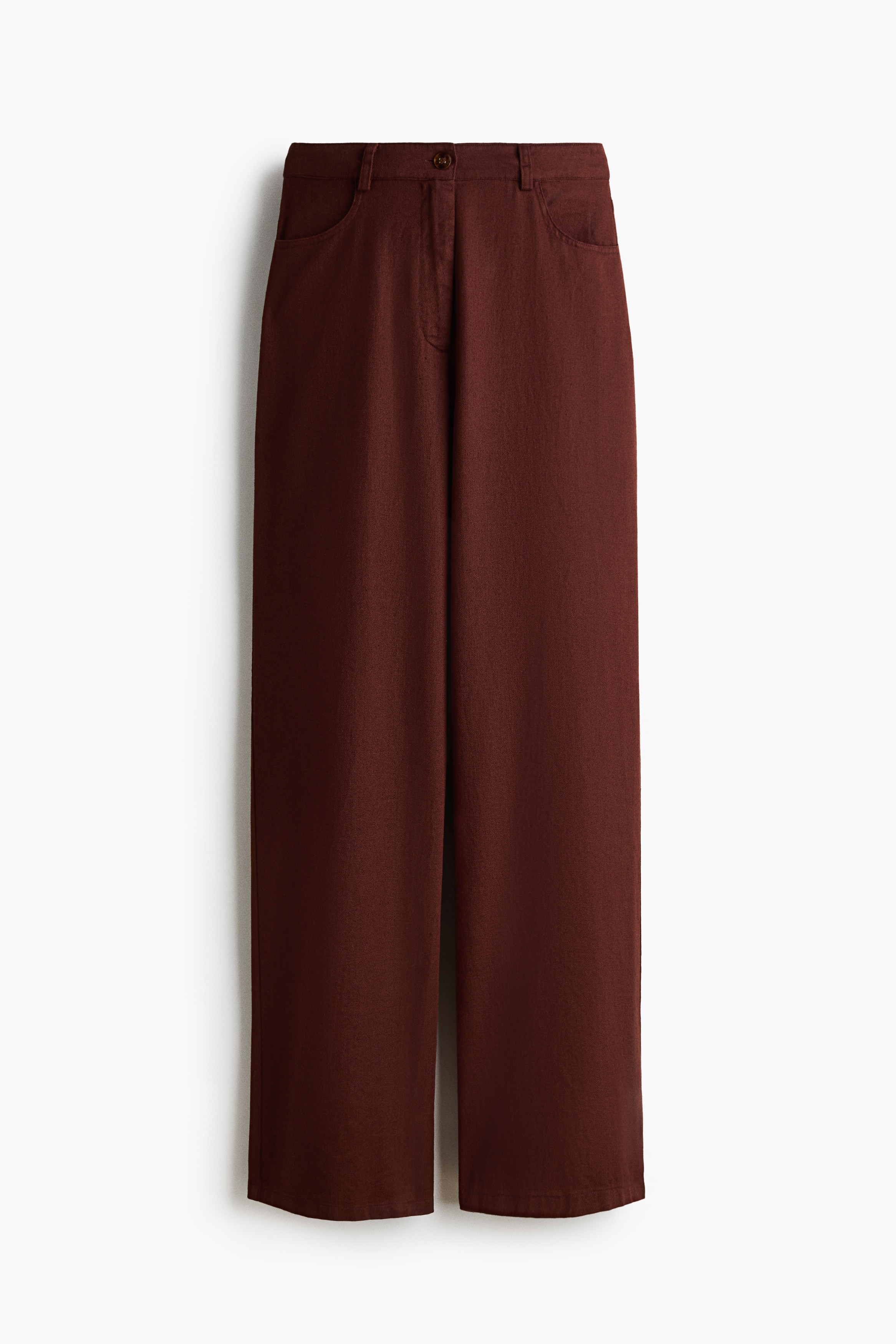 Linen-blend trousers - Dark brown/White