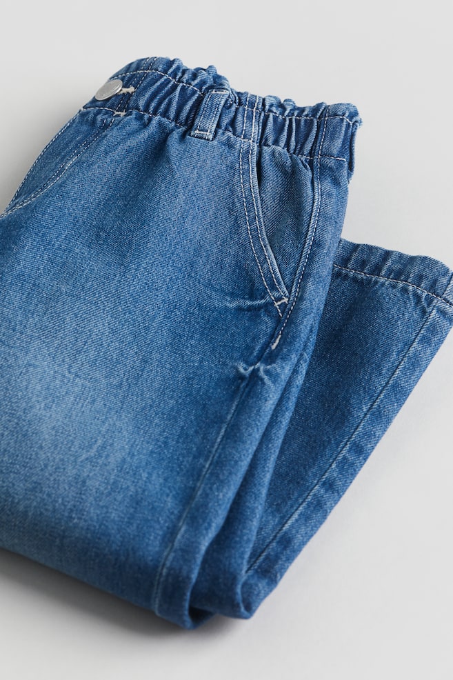 Wide Leg paper bag jeans - Denimblå/Lys denimblå - 4