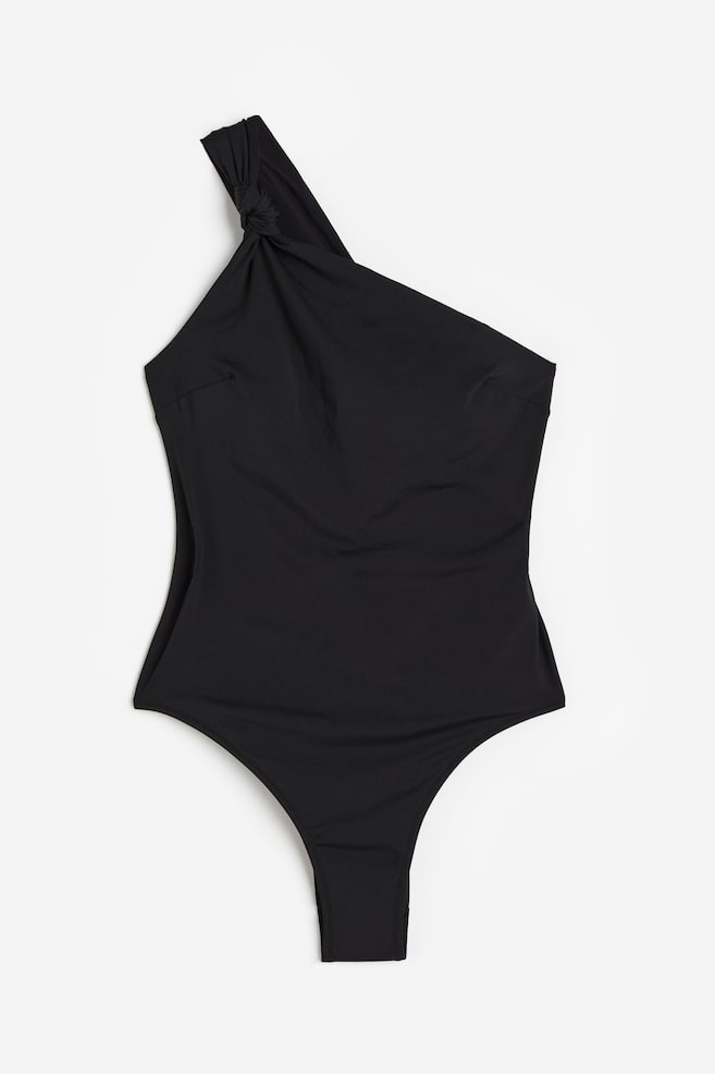 High leg one-shoulder swimsuit - Black/Bright blue - 2