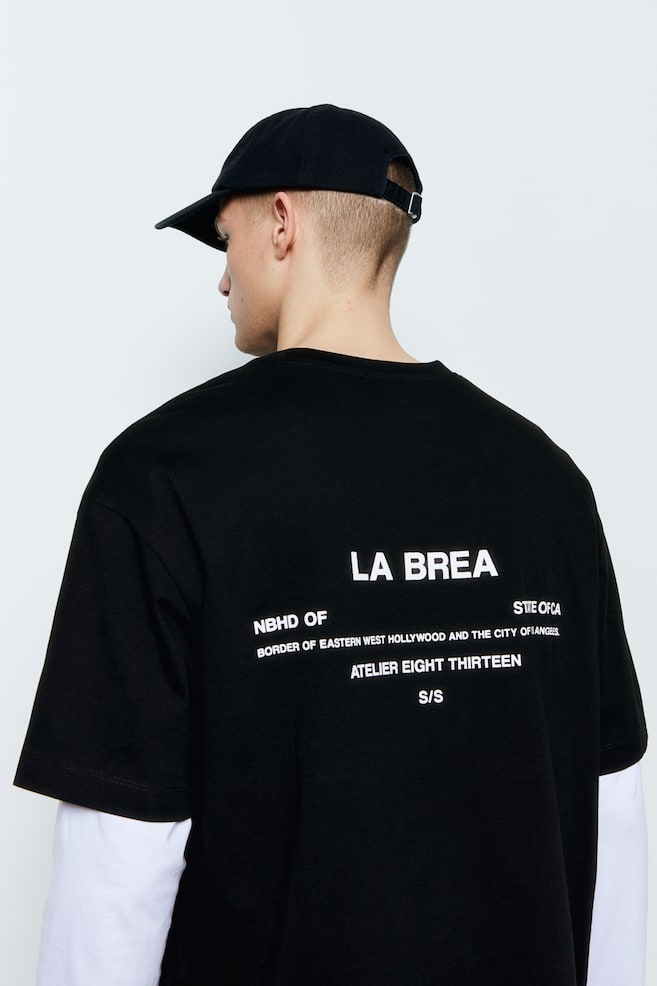 T-shirt con stampa Loose Fit - Nero/La Brea/Bianco/La Brea - 3