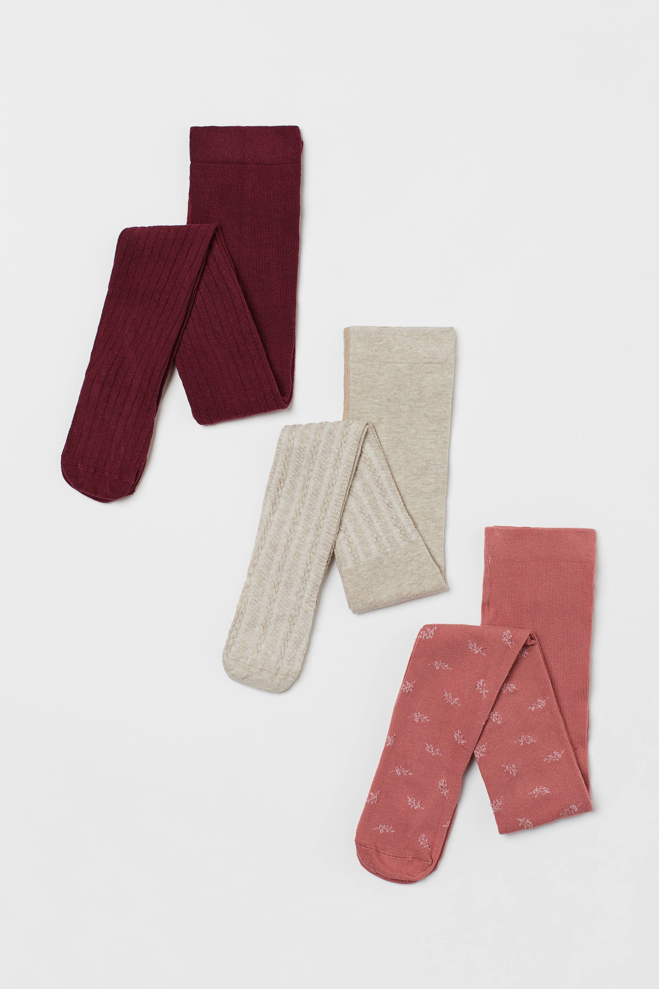 הצגת תמונה גדולה יותר: מארז 3 זוגות גרבונים - בז' בהיר מלאנז'/ורוד - Kids | H&M IL 1