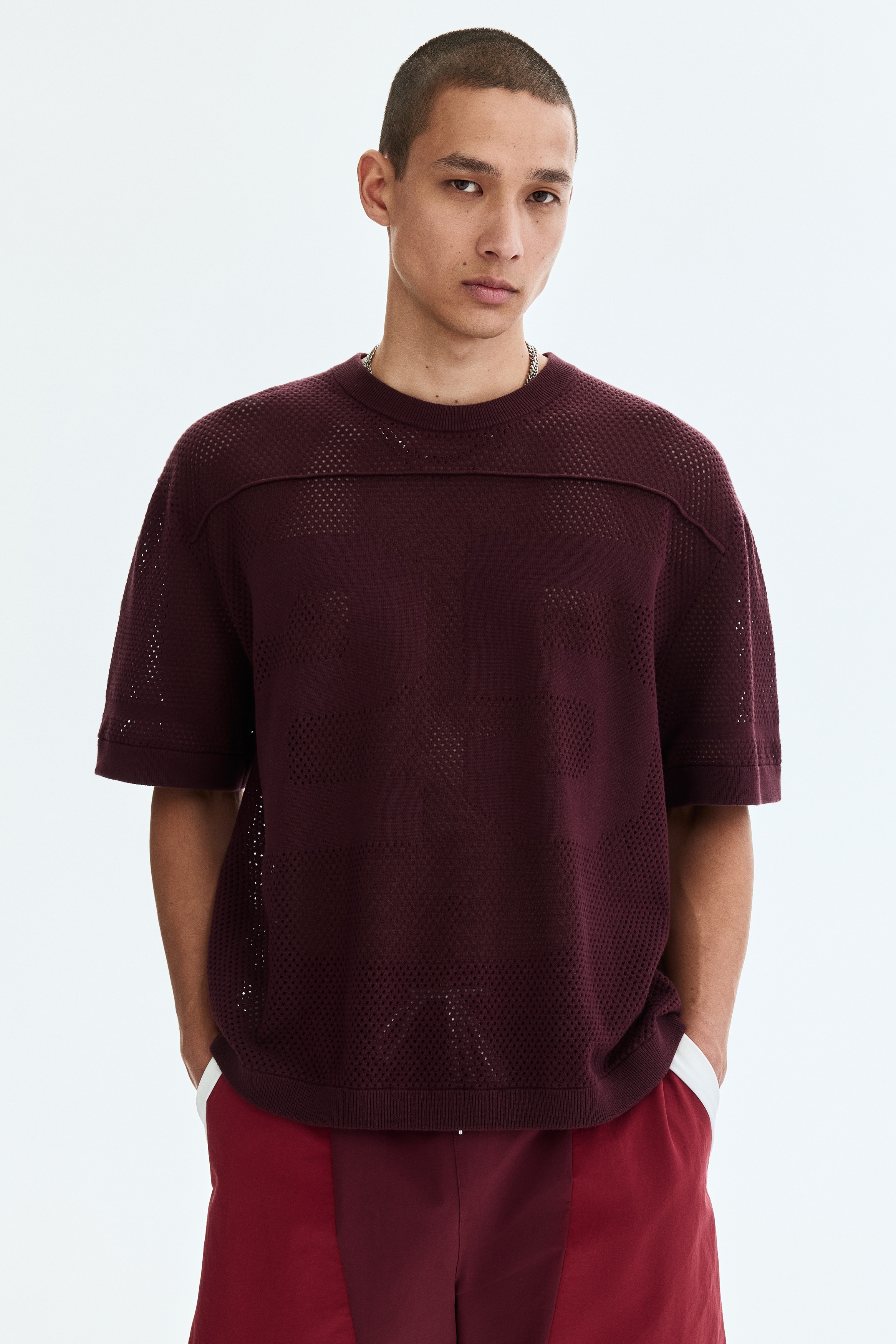 Boxy Relaxed-Fit Open-Knit T-Shirt from H&M - $33.99