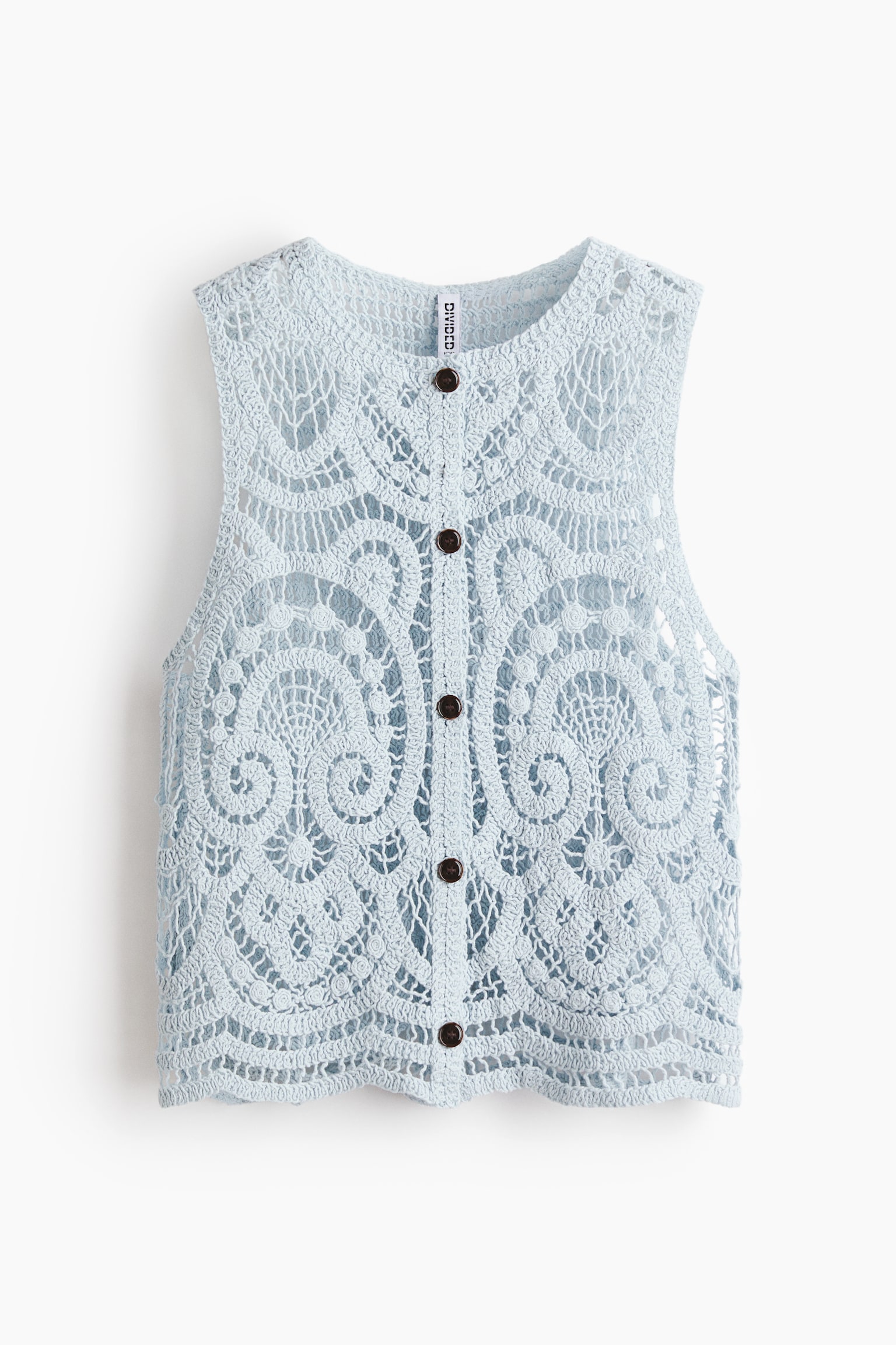 Crochet-Look Button-Front Top - 2