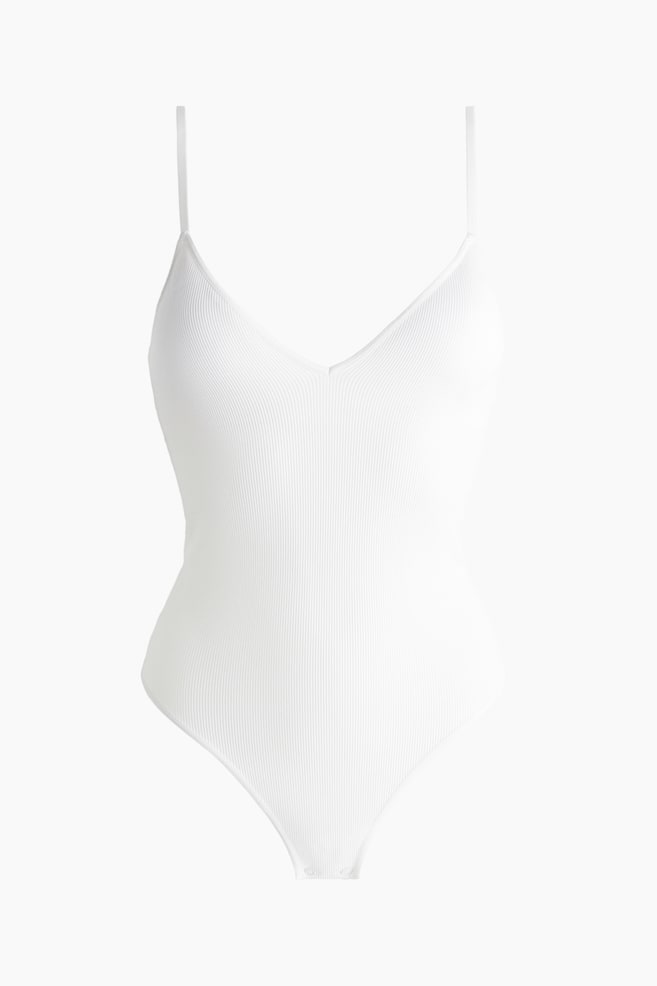 Seamless Padded-Cup Thong Bodysuit - White - 1