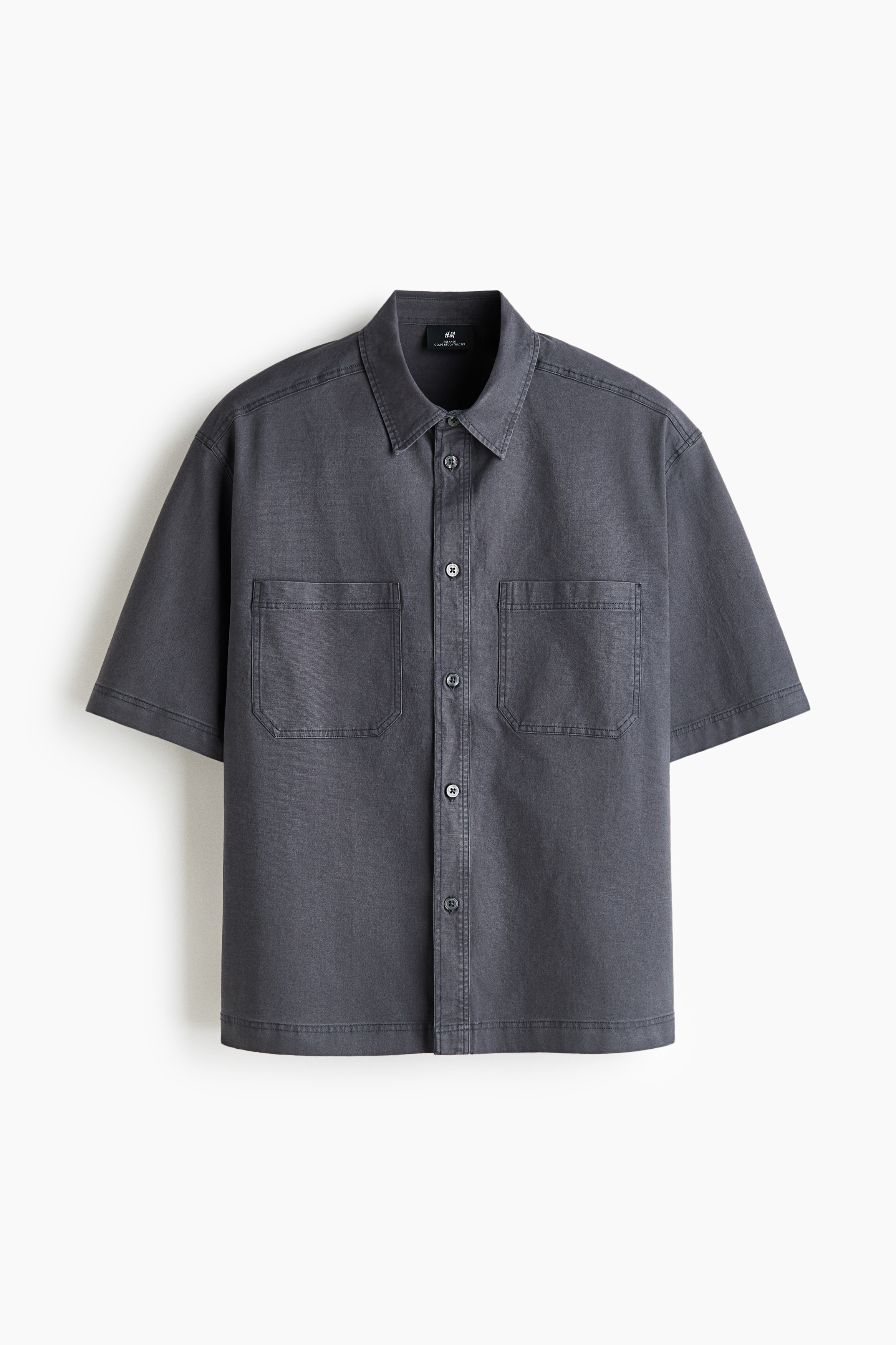 Camisa Relaxed Fit de manga corta en algodón - Gris oscuro